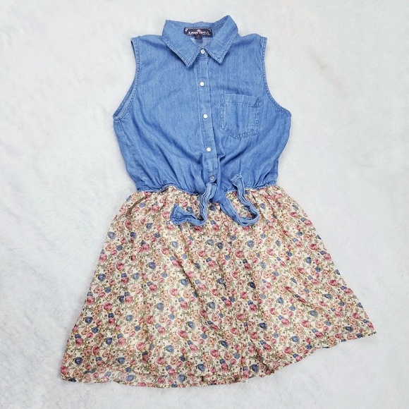 Almost Famous Dresses & Skirts - Denim Floral Mini Dress